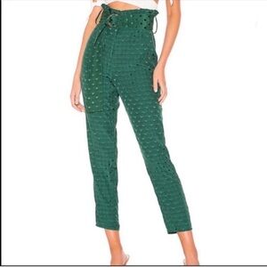 Tularosa Greyson Pants in Emerald Green 
Crop silhouette